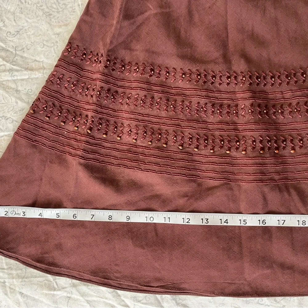 Jones‎ New York Brown A-Line Midi Skirt with Pleats for Casual Work